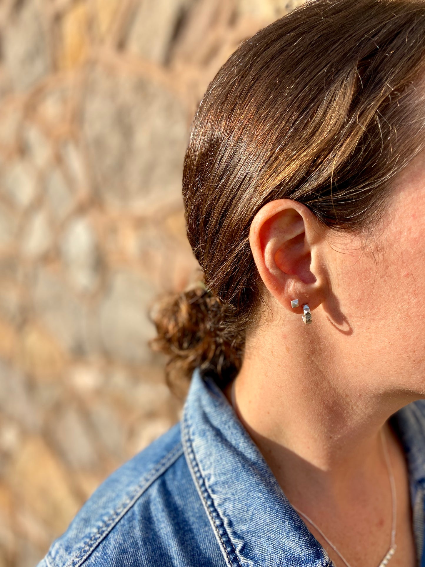 Pyramid Hoop Earring