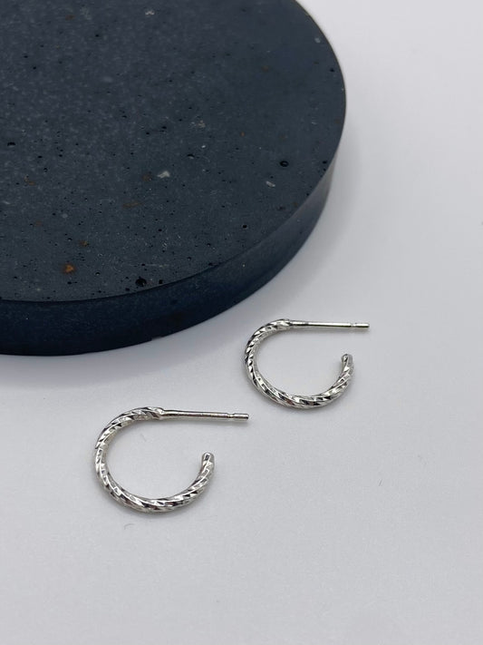 Faceted Wire Hoop Earrings