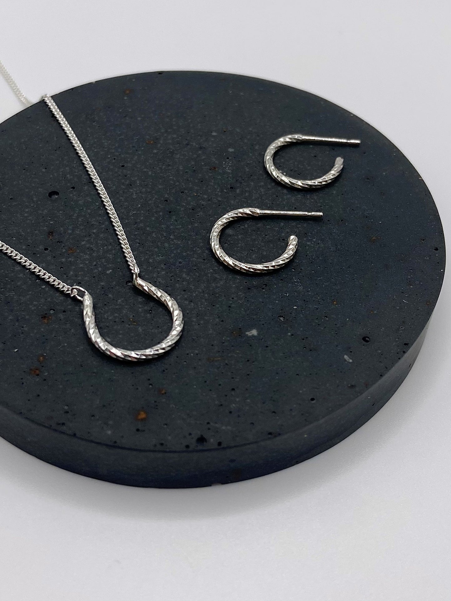 Faceted Wire Hoop Earrings